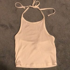 White Halter Top, Cropped